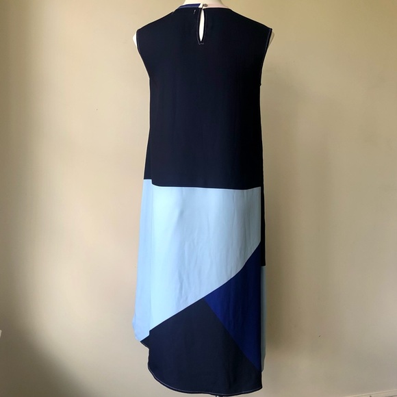 🌼 Ivy Moda Blue & Pink Color Block Minimalist A-Line Sleeveless Pocket Dress S - Picture 8 of 8